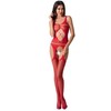 Passion Woman Passion Bodystocking BS057 Raudona - Flexible Fishnet Design, One Size