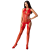 Passion Woman Passion BS079 Bodystocking Raudona One Size - Elegant Lace Mesh Design