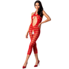 Passion Woman Passion BS081 Bodystocking Raudona One Size - Lace Mesh Design