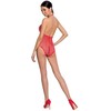 Passion Woman Passion BS087 Raudona Fishnet Bodystocking with Lace, One Size