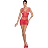 Passion Woman PASSION BS090 Raudona Mesh Bodystocking with Lace Design One Size