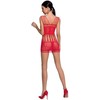 Passion Woman PASSION BS090 Raudona Mesh Bodystocking with Lace Design One Size
