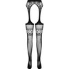PASSION WOMAN GARTER &amp; STOCK PASSION S026 Juodas Elegant One Size Tights with Imitation Garter Design