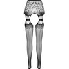 PASSION WOMAN GARTER &amp; STOCK PASSION S027 Juodas Decorative Garter-Style Tights One Size