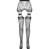 PASSION WOMAN GARTER &amp; STOCK PASSION S027 Juodas Decorative Garter-Style Tights One Size