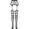 PASSION WOMAN GARTER &amp; STOCK PASSION S030 Juodas Tights with Garter Design, One Size, Durable Material