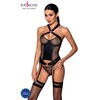 Passion Woman Passion Amanda S/M Ecological Leather Corset with Mesh and Gold Details