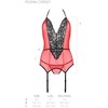 Passion Woman Passion Peonia Corset Raudona L/XL - Elegant Lace &amp; Tulle Lingerie Set