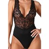 Passion Woman Teddies PASSION Evalie Bodysuit Juodas S/M - Elegant Lace Deep V Open Back