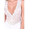 Passion Woman Teddies PASSION EVALIE Body Baltas S/M - Elegant Lace &amp; Open Back Design