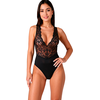 Passion Woman Teddies PASSION Evalie Bodysuit Juodas S/M - Elegant Lace Deep V Open Back