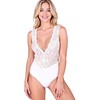 Passion Woman Teddies PASSION EVALIE Body Baltas S/M - Elegant Lace &amp; Open Back Design
