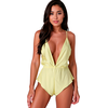 Passion Woman Teddies PASSION SENSIE Bodysuit Lemon S/M - Satin Finish, Adjustable Straps