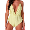 Passion Woman Teddies PASSION SENSIE Bodysuit Lemon S/M - Satin Finish, Adjustable Straps
