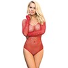 Subblime Bodies Subblime 952303 Shiny Raudona Mesh Bodysuit Off-Shoulder One Size