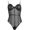 Subblime Bodies Subblime Bodysuit S/M Juodas - Metal Chain Strap, Sheer Design