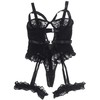 Subblime Bodies SUBBLIME Teddy with Lace Accents and Adjustable Garters Juodas S/M
