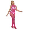 Subblime Bodystockings Rožinė Subblime 952389 Rožinė Fishnet High Neck Lace Bodysuit One Size