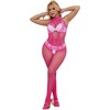Subblime Bodystockings Rožinė Subblime 952389 Rožinė Fishnet High Neck Lace Bodysuit One Size