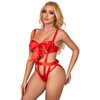 Subblime Bodystockings Subblime 954475 Openwork Bow Accent Intimate Body Raudona L/XL