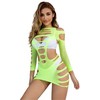 Subblime Dresses Subblime 952280 Žalias Fishnet Long Sleeve Dress, One Size, Elastic Material