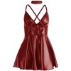 Subblime Dresses SUBBLIME Burgundy Nightdress S/M with Adjustable PU Leather Straps
