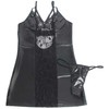 Subblime Dresses SUBBLIME 957537 Juodas PU Leather &amp; Floral Lace Dress L/XL