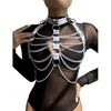 Subblime Fetish Subblime 953737 Chest Harness Sidabrinis with Rings and Chains, One Size