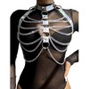 Subblime Fetish Subblime 953737 Chest Harness Sidabrinis with Rings and Chains, One Size
