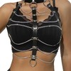 Subblime Fetish Subblime Leather Chest Harness with Chain Accents Juodas One Size