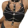 Subblime Fetish Subblime Leather Chest Harness with Chain Accents Juodas One Size