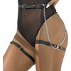 Subblime Fetish Subblime Leather Belt Harness Juodas - Adjustable Chain Detail, One Size