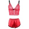 Subblime Sets Subblime 953898 Silk and Lace Nightgown &amp; Panties Set Raudona S/M
