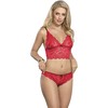 Subblime Sets Subblime 953898 Silk and Lace Nightgown &amp; Panties Set Raudona S/M
