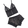 Subblime Sets Subblime 953935 Juodas Silk Nightgown &amp; Lace Pants Set S/M