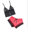 Subblime Sets Subblime 953959 Silk Nightgown &amp; Lace Pants Set Juodas/Raudona S/M