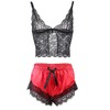 Subblime Sets Subblime 953959 Silk Nightgown &amp; Lace Pants Set Juodas/Raudona S/M
