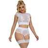 Subblime Sets Subblime 954048 Baltas L/XL Lingerie Set with Bra, Panties &amp; Garter Belt