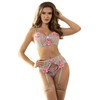 Subblime Sets Mėlyna Subblime 954109 Mėlyna Lingerie Set with Garter Belt, Floral S/M