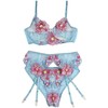 Subblime Sets Mėlyna Subblime 954116 Mėlyna L/XL Lingerie Set with Garter Belt &amp; Floral Pattern