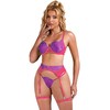 Subblime Sets Rožinė SUBBLIME 955366 Lingerie Bra Set Rožinė &amp; Violetinė Lace L/XL Adjustable Straps