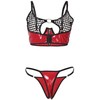Subblime Sets SUBBLIME 955533 Raudona Shiny Faux Leather &amp; Mesh Bra Set S/M