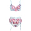 Subblime Sets Rožinė SUBBLIME 957643 Rožinė Floral Embroidered Bra &amp; Garter Set S/M
