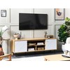 Beliani TV staliukas TV Stand Šviesi Medis with Balta PALMER 317638 Spalva: Šviesus medis + Balta