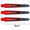 Koteliai Winmau Vecta Blade 360, trumpi, 34 mm, raudonos sp.