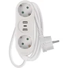 Emos Pailginimo kabelis 1,5 m 2x lizdas + 2x USB A + 1x USB C baltas