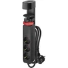 Emos Pailginimo laidas 1,5 m, 3 lizdų jungiklis, montuojamas ant stalo, 2 USB A, 1 USB C, juodos spalvos