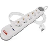 Emos Pailginimo laidas 3 m / 5 lizdai / jungiklis / baltos-pilkos spalvos / 1×USB-A + 1×USB-C / 1,5 mm2