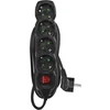 Emos Ilgiklis 4 lizdų 3.0m su įžeminimu, su jungiklius (juodas) 1.0mm²