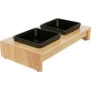 Trixie Bowl rinkinys, keramikos / medžio, 2 × 0,2 l, 28 × 5 × 15 cm, dubenys: juoda